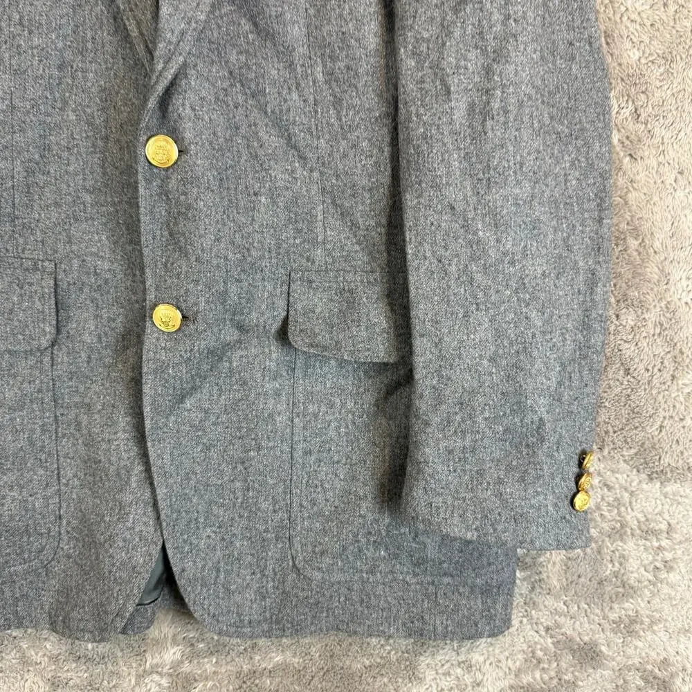 Stanley Blacker Jordan Marsh Gray Wool Blazer Sport Coat Jacket Gold Buttons